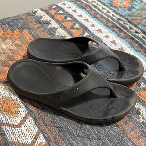 Alegria Black Slip-On Thong Sandals